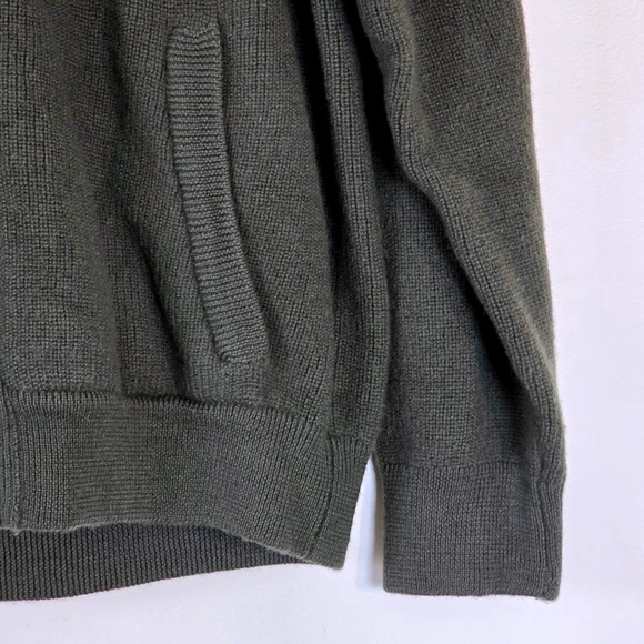 Orvis 100% Wool Zip Up Sweater Mens Dark Green Ribbed Knit Large - Picture 5 of 10